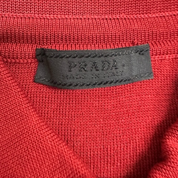 PRADA Red Knit Military-Style Cotton Shirt - Size 38 (IT) - Picture 3 of 9